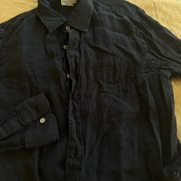 Faherty Laguna Linen Shirt in Washed Black - Picture 3 of 6